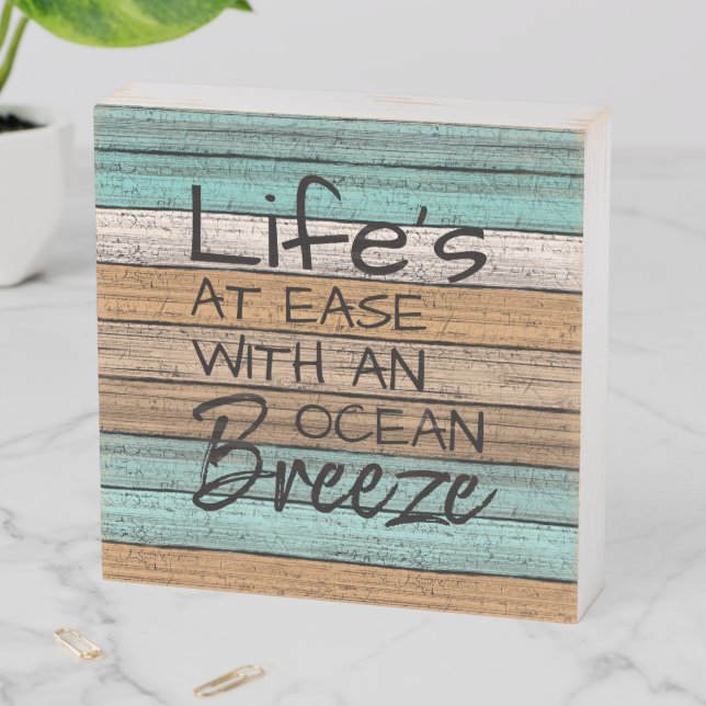 Cute Seaside Beachy Summer Quote Art Wooden Box Sign (In Situ Horizontal)