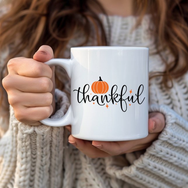 Cute Seasonal Fall Autumn Pumpkin Thankful  Coffee Mug (Creator Uploaded)