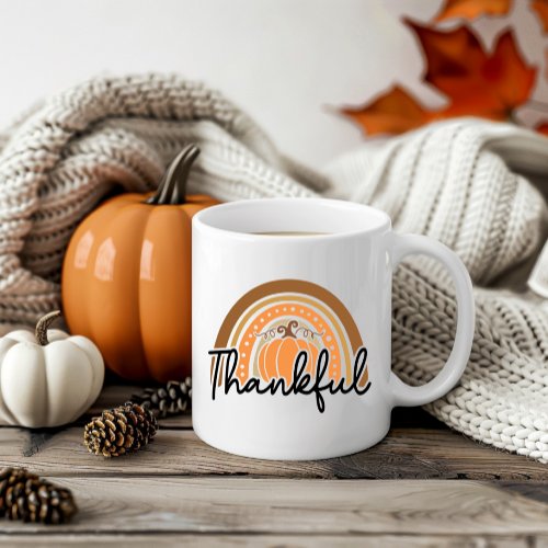 Cute Seasonal Fall Boho Pumpkin Thankful Coffee Coffee Mug