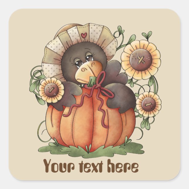 Cute Seasonal Fall scarecrow customizable sticker (Front)