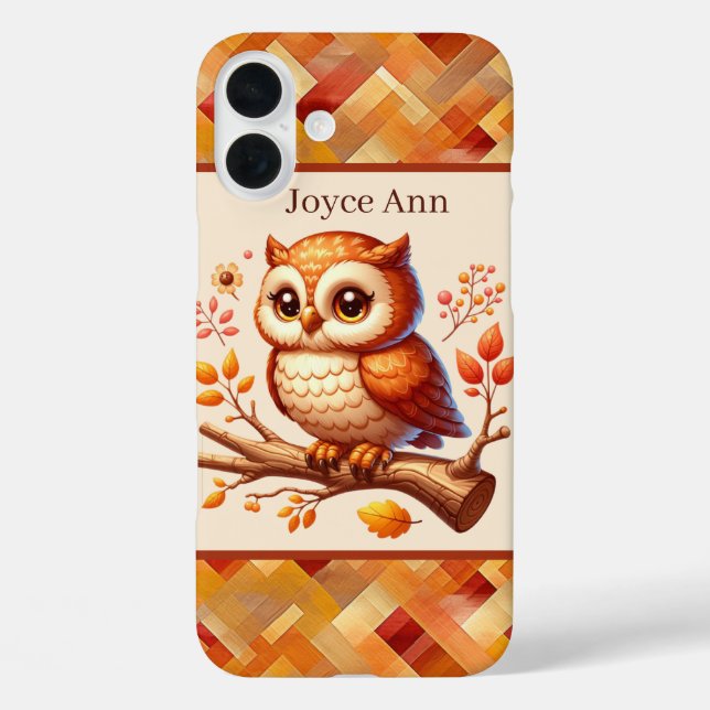 Cute Seasonal owl add name  Case-Mate iPhone Case (Back)