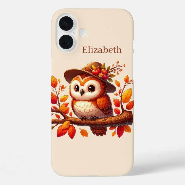 Cute Seasonal owl add name  Case-Mate iPhone Case (Back)