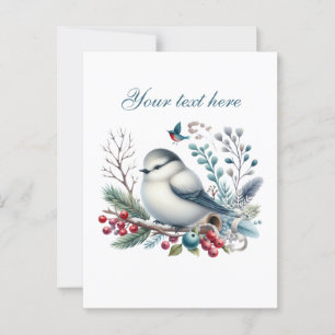 Cute Seasonal Winter bird add text  Postcard