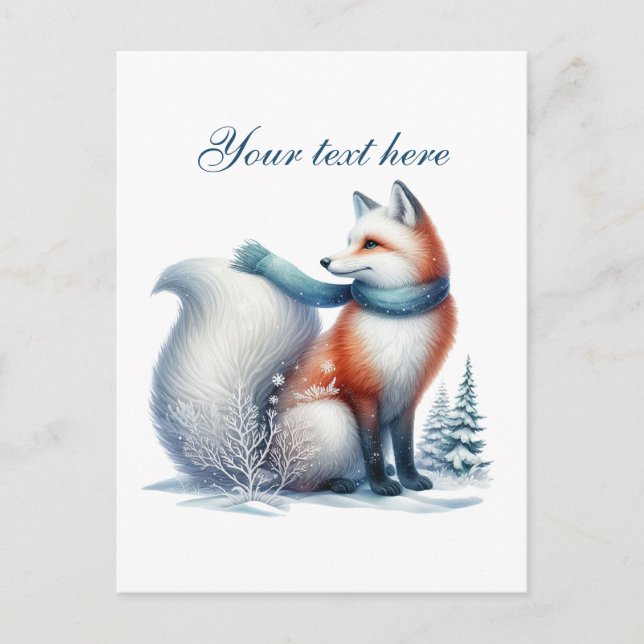 Cute Seasonal Winter fox lovers add text  Postcard (Front)