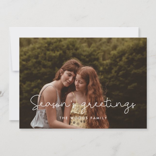 Cute Season's Greetings Family Photo Holiday Card (Front)