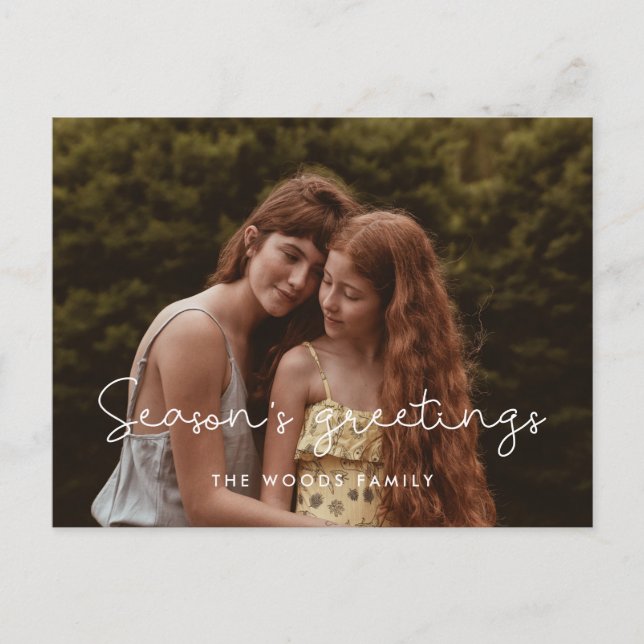 Cute Season's Greetings family photo Holiday Postcard (Front)