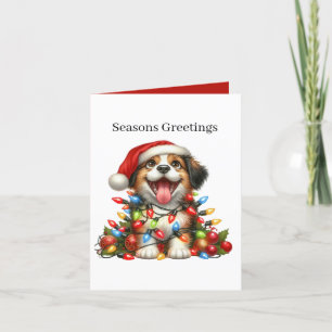 Cute Seasons greetings puppy customizable Holiday Card