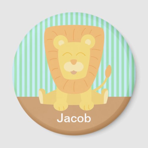 Cute Seated Lion Kids Personalized Magnet