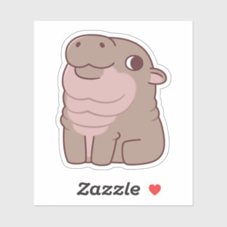 Cute Seated Pygmy Hippo Sticker