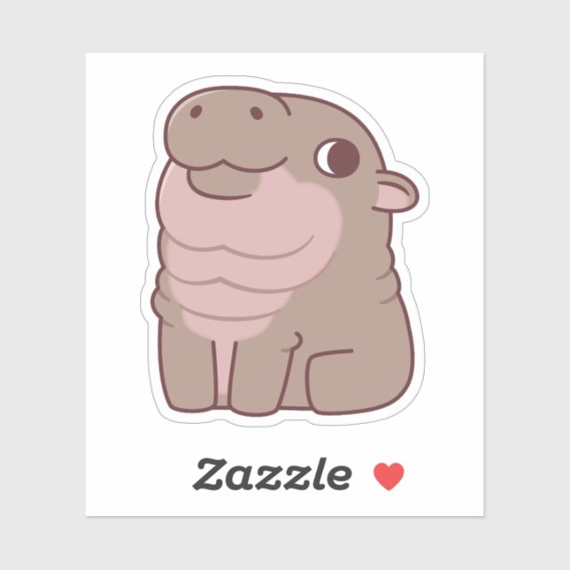 Cute Seated Pygmy Hippo Sticker (Sheet)