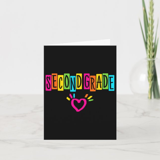 Cute Second Grade Heart First Day Of School Girls  Card (Front)