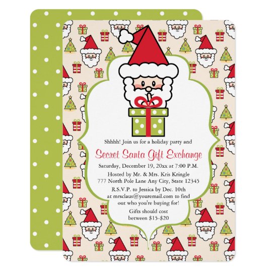 Cute Secret Santa Christmas Party Invitation