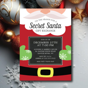 Cute Secret Santa Gift Exchange Christmas Party Invitation