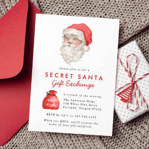 Cute Secret Santa Gift Exchange Holiday Party Invitation