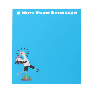 Cute secretary bird writing notes cartoon