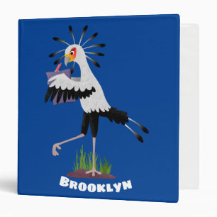 Cute secretary bird writing notes cartoon 3 ring binder