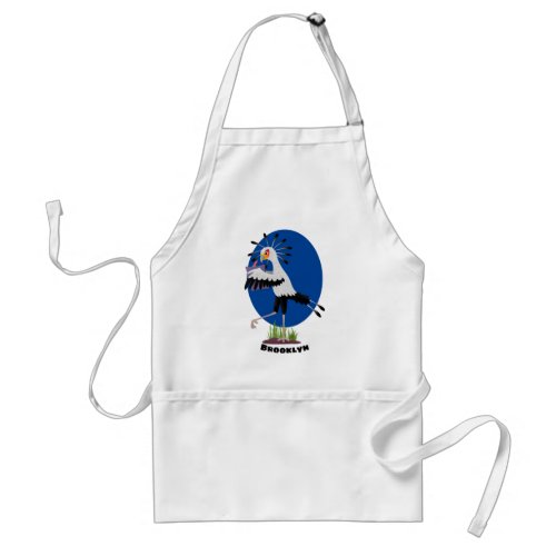 Cute secretary bird writing notes cartoon adult apron