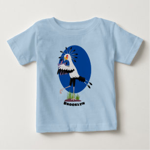 Cute secretary bird writing notes cartoon baby T-Shirt