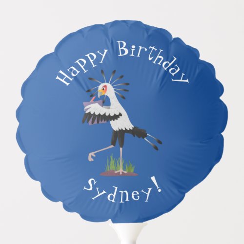 Cute secretary bird writing notes cartoon balloon