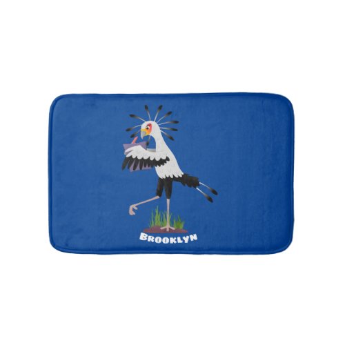 Cute secretary bird writing notes cartoon bath mat