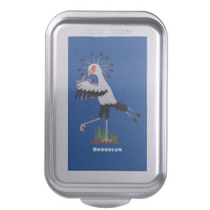 Cute secretary bird writing notes cartoon cake pan