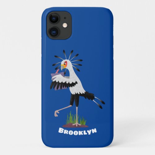 Cute secretary bird writing notes cartoon iPhone 11 case