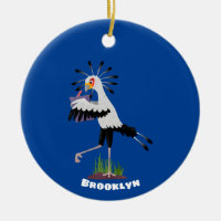 Cute secretary bird writing notes cartoon