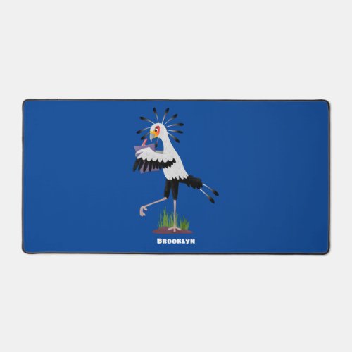 Cute secretary bird writing notes cartoon desk mat