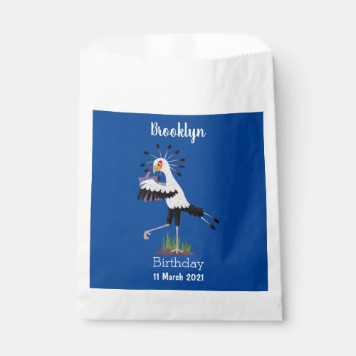 Cute secretary bird writing notes cartoon favor bag