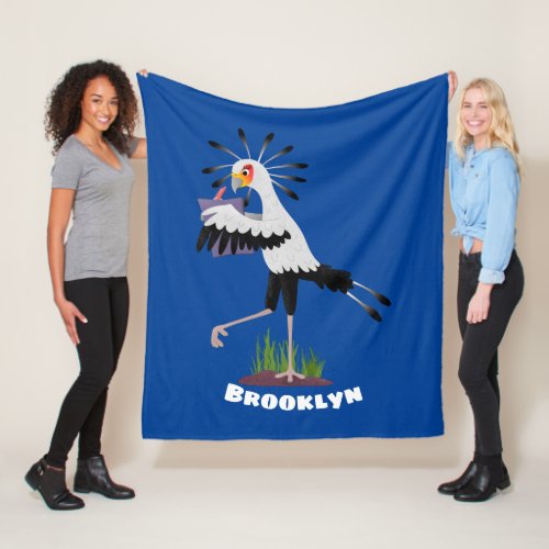 Cute secretary bird writing notes cartoon fleece blanket