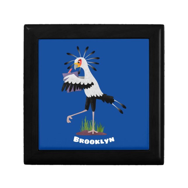 Cute secretary bird writing notes cartoon gift box (Front)