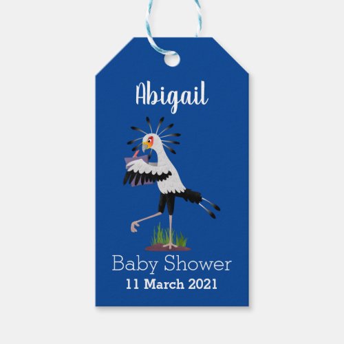 Cute secretary bird writing notes cartoon gift tags