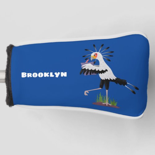 Cute secretary bird writing notes cartoon golf head cover