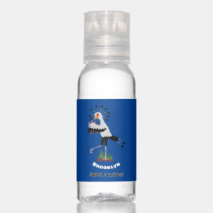 Cute secretary bird writing notes cartoon hand sanitizer