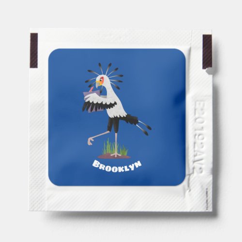 Cute secretary bird writing notes cartoon hand sanitizer packet