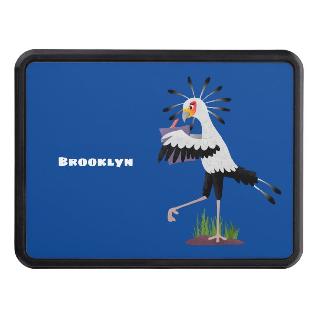 Cute secretary bird writing notes cartoon hitch cover (Front)