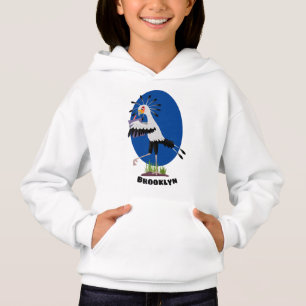 Cute secretary bird writing notes cartoon hoodie