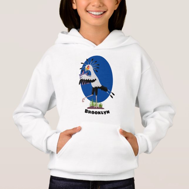 Cute secretary bird writing notes cartoon hoodie (Front)