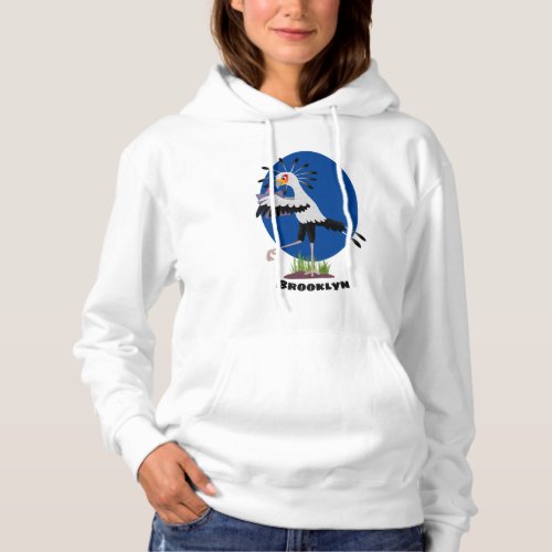 Cute secretary bird writing notes cartoon hoodie