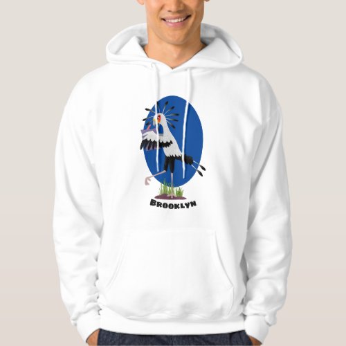 Cute secretary bird writing notes cartoon hoodie