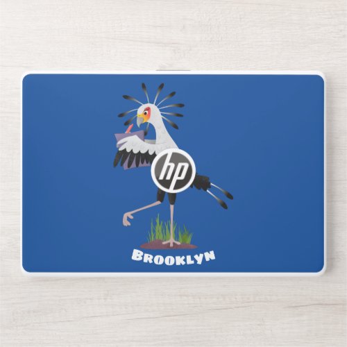 Cute secretary bird writing notes cartoon HP laptop skin