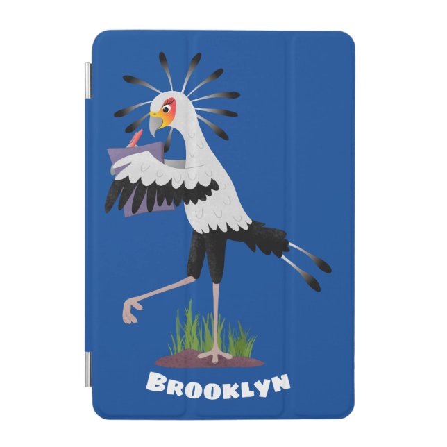 Cute secretary bird writing notes cartoon iPad mini cover (Front)