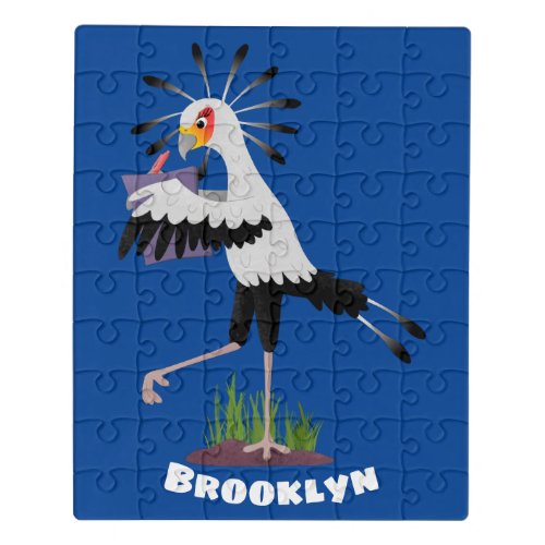 Cute secretary bird writing notes cartoon jigsaw puzzle