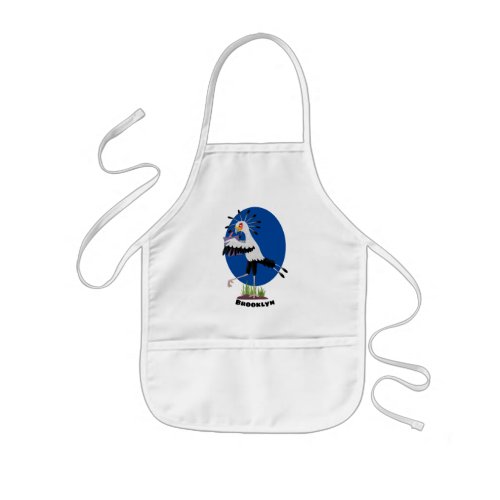 Cute secretary bird writing notes cartoon kids apron