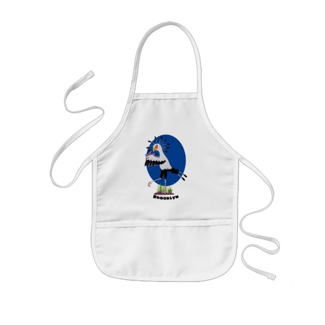 Cute secretary bird writing notes cartoon kids' apron (Front)