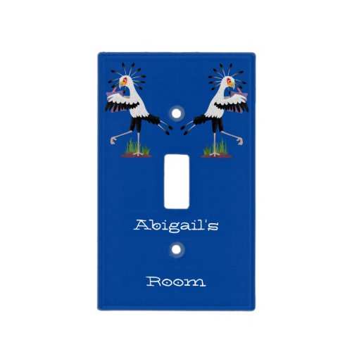 Cute secretary bird writing notes cartoon  light switch cover