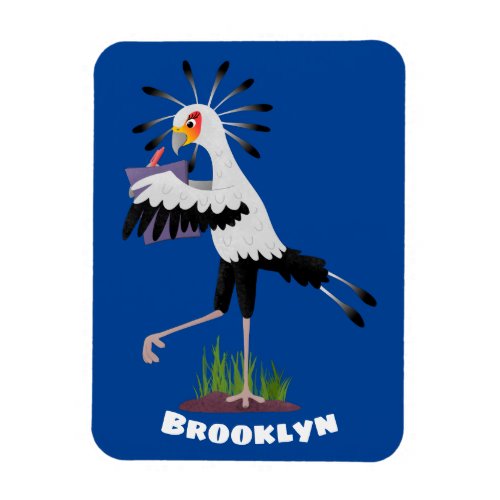 Cute secretary bird writing notes cartoon magnet