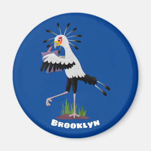 Cute secretary bird writing notes cartoon magnet