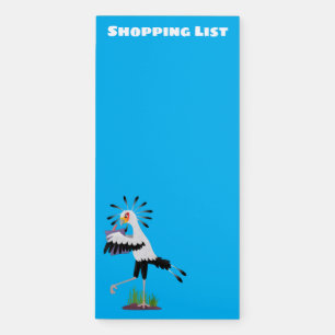 Cute secretary bird writing notes cartoon magnetic notepad
