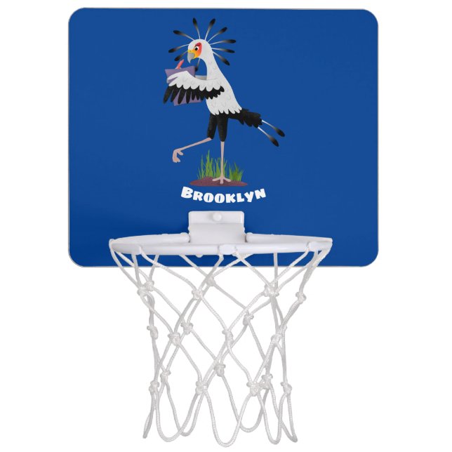 Cute secretary bird writing notes cartoon mini basketball hoop (Front)